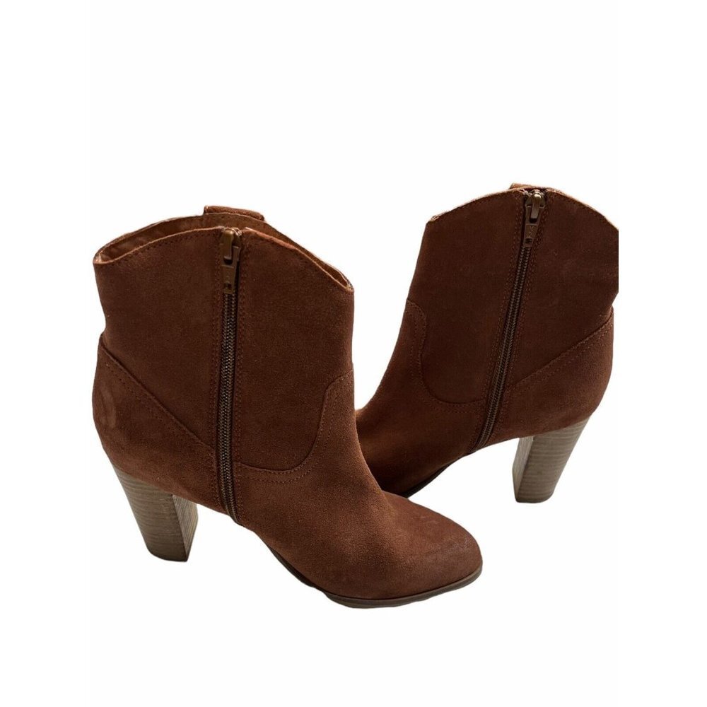 Seychelles Lori Penny Women's Western Ankle Boots Cognac Suede Size 7 - Picture 2 of 13